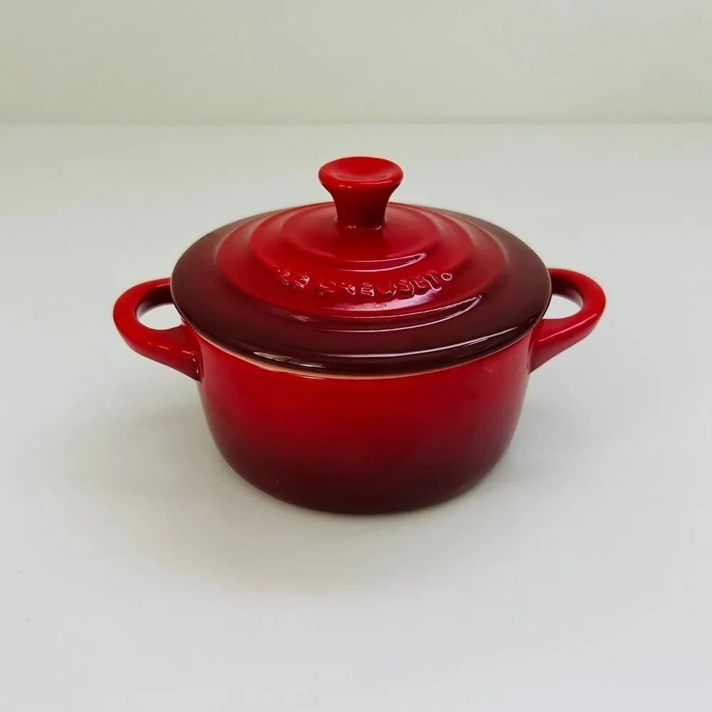 LE CREUSET Cerise 10 cm Mini Round Cocotte Covered Casserole 8 fl. oz